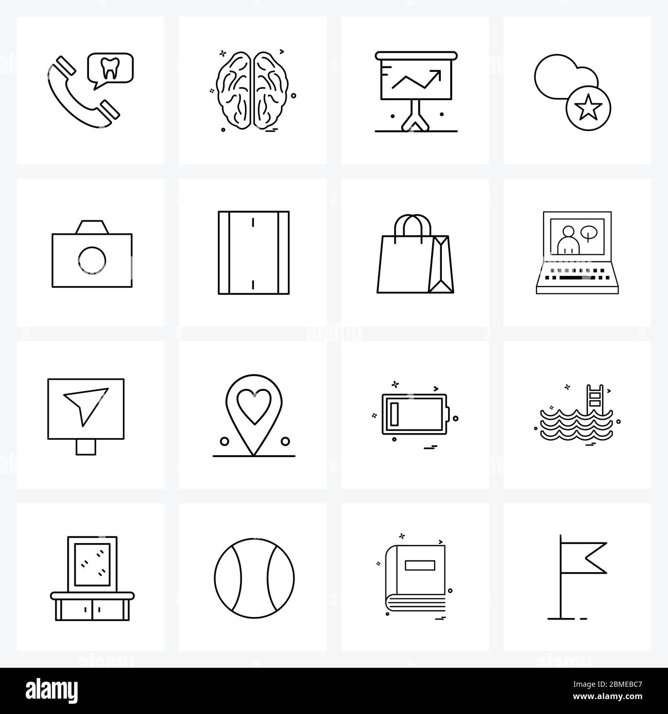 16 Universal Line Icons for Web and Mobile image, stare, board, storage, cloud Vector Illustration Stock Vector