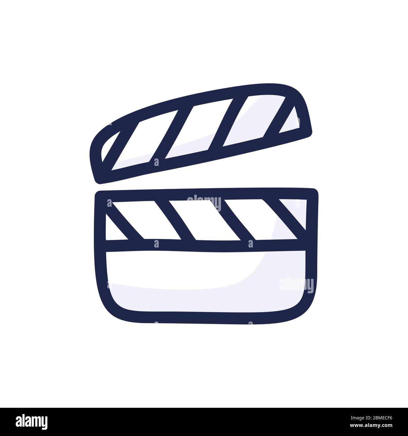 Movie video clapperboard simple outline color icon isolated on white.  Cartoon hand draw vector illustration Stock Vector Image & Art - Alamy