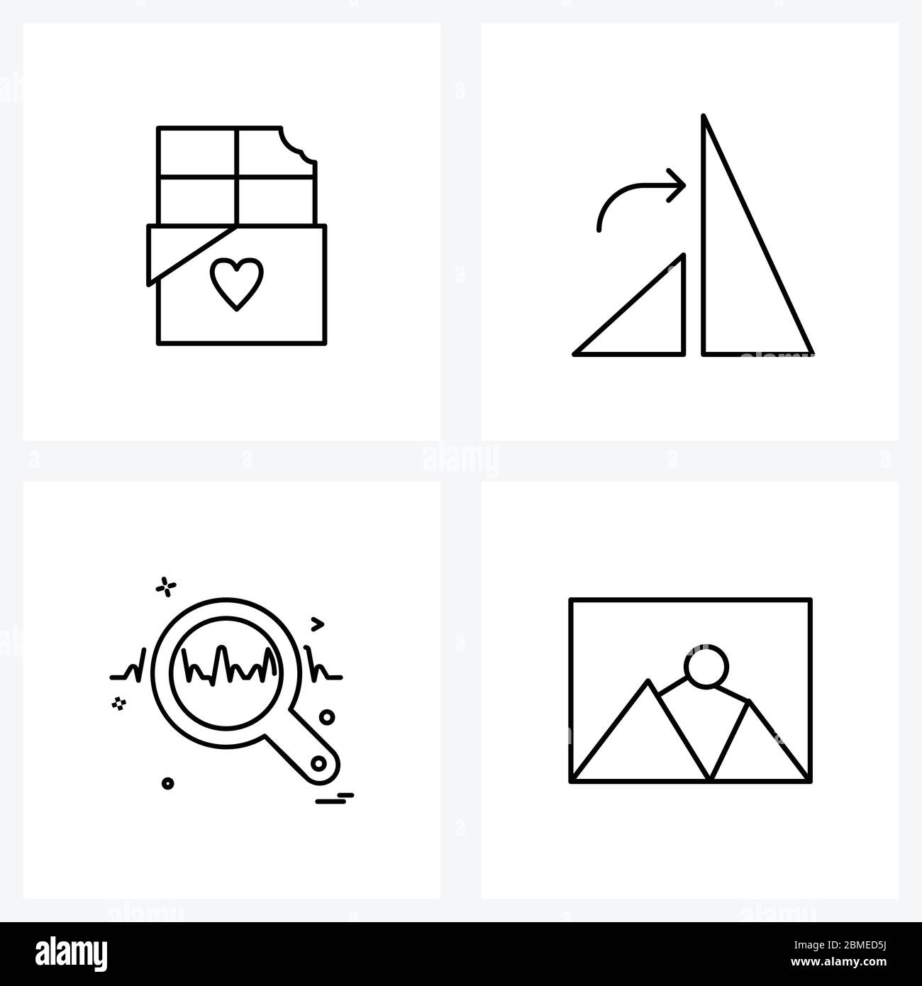 Line Icon Set Of 4 Modern Symbols Of Bar Search Valentines Picture