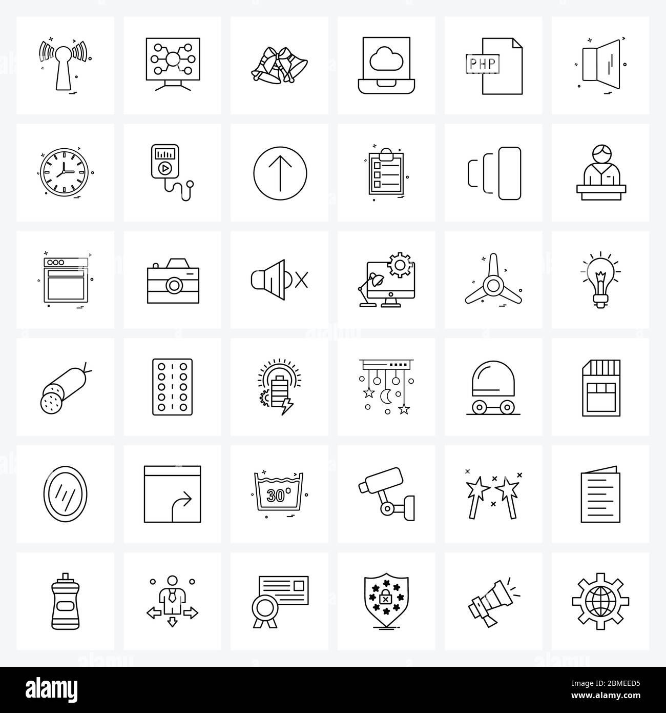 36 Universal Icons Pixel Perfect Symbols of program, file, ringing