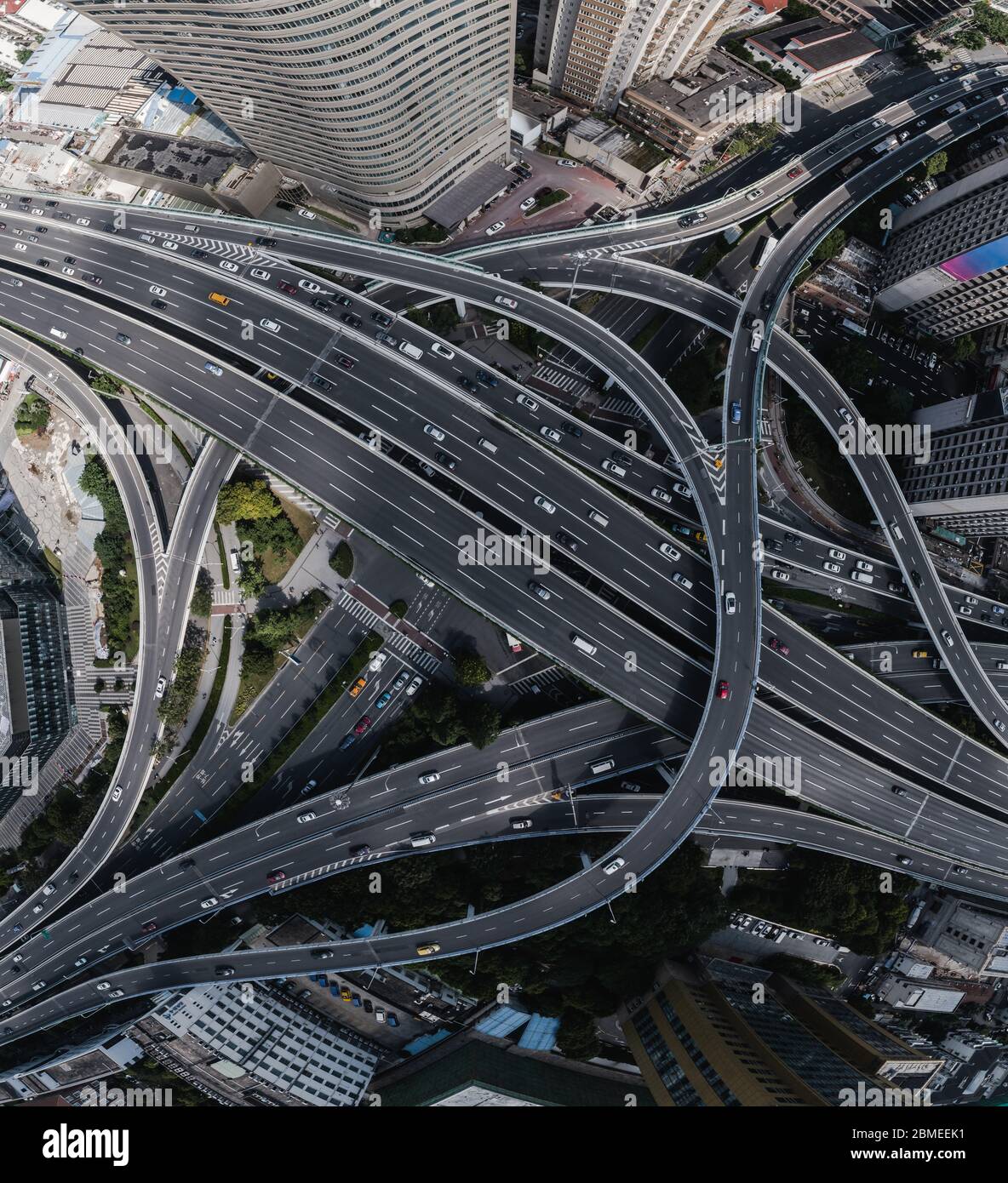Aerial view of highway and overpass in city Stock Photo - Alamy