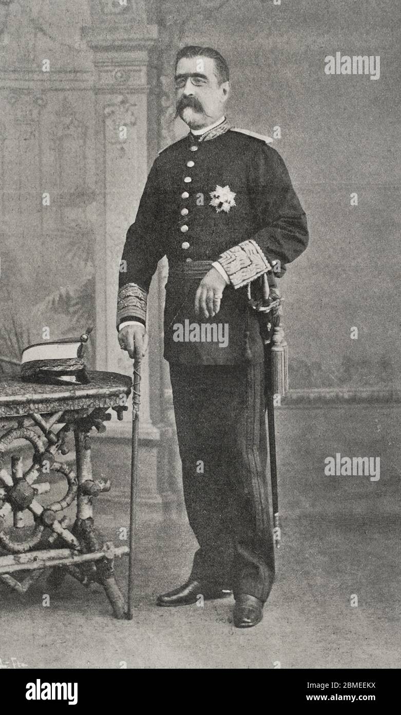 Basilio Augustín y Dávila (1840-1910). Miliar español conocido. Capitán general de Filipinas durante la Guerra Hispano-Norteamericana. Retrato. Fotograbado. La Ilustración Española y Americana,8 de marzo de1898. Stock Photo