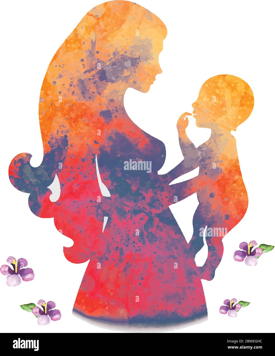 watercolor illustration of mother with baby Stock Vector Image & Art - Alamy