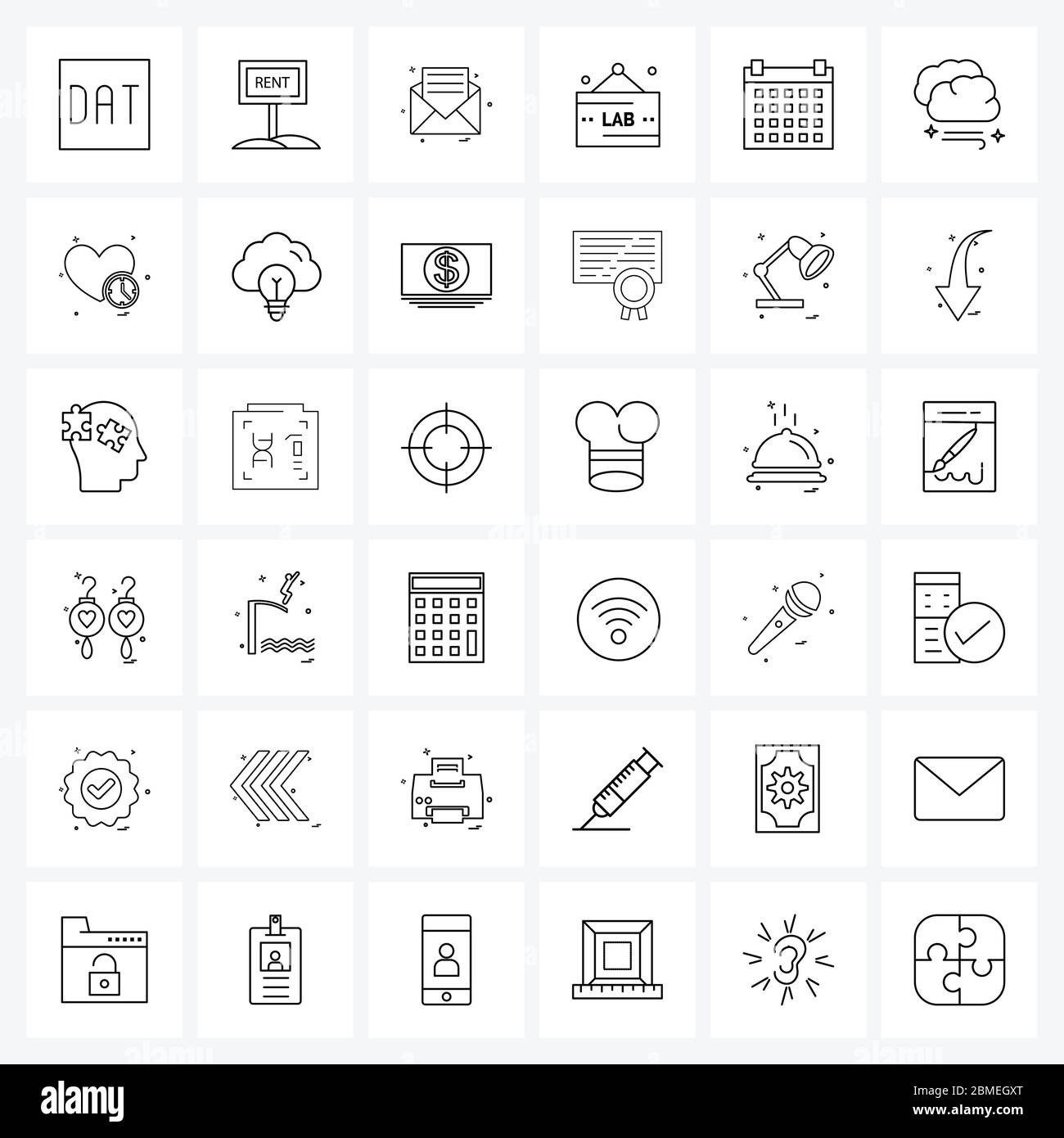 Set of 36 Modern Line Icons of space, lab, rental, letter, chat Vector Illustration Stock Vector