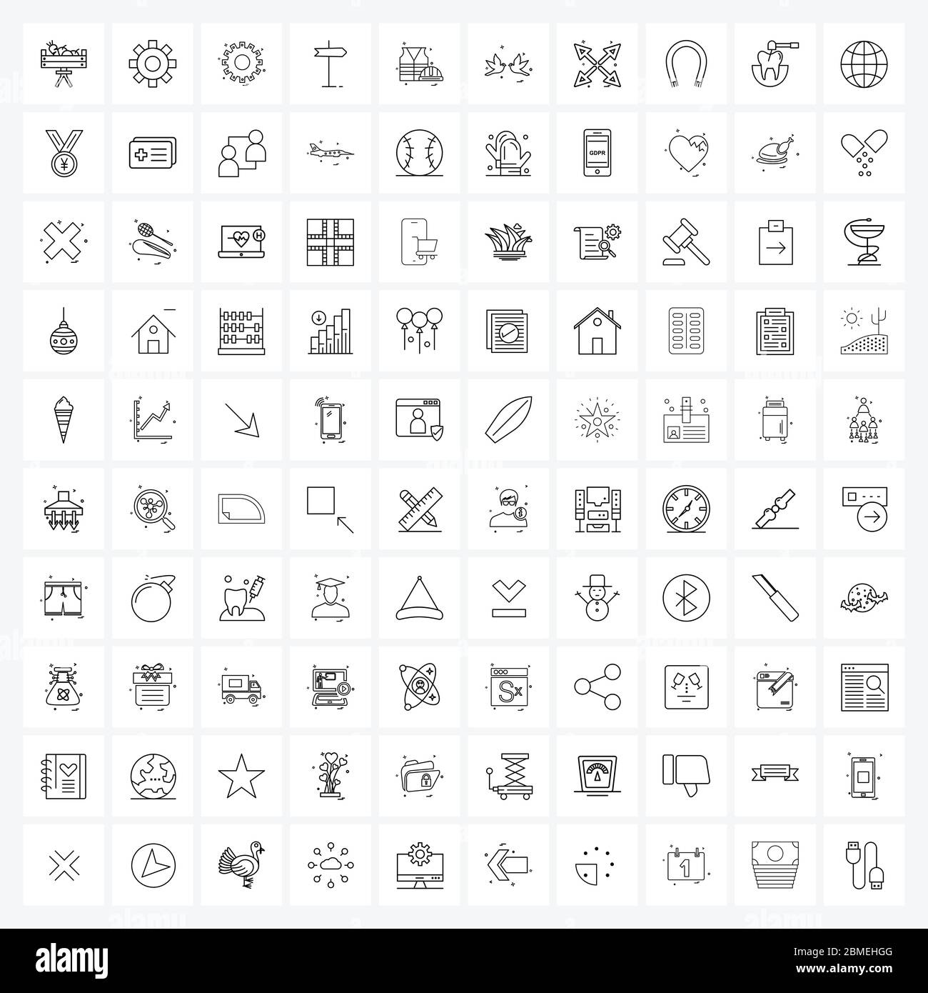 100 Editable Vector Line Icons and Modern Symbols of labour, direction, ui, arrow, setting Vector Illustration Stock Vector