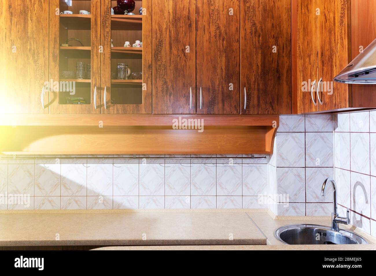 Luxury pine wood beautiful custom kitchen interior design with island ...