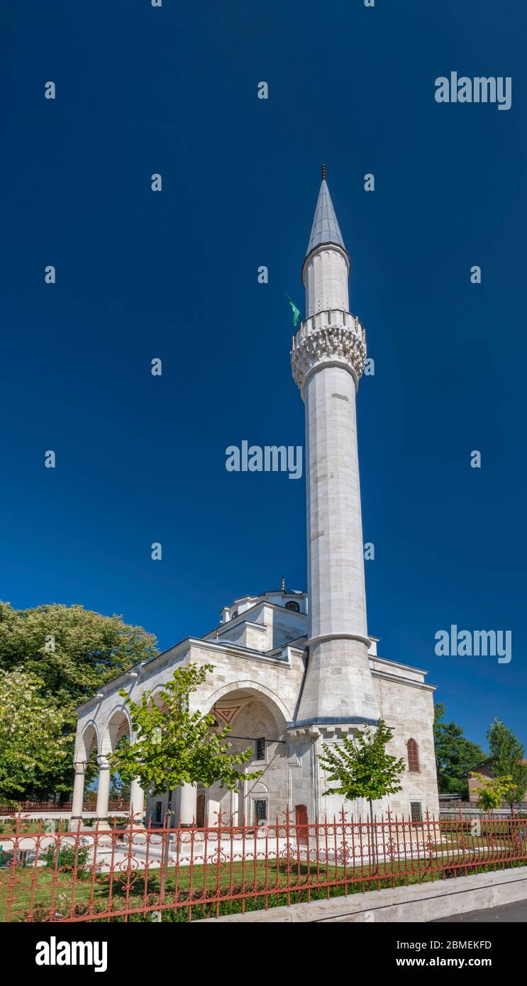 Ferhat Pasha Mosque, 1579, demolished in 1993, rebuilt in 2016, Ottoman style, in Banja Luka, Republika Srpska, Bosnia and Herzegovina Stock Photo