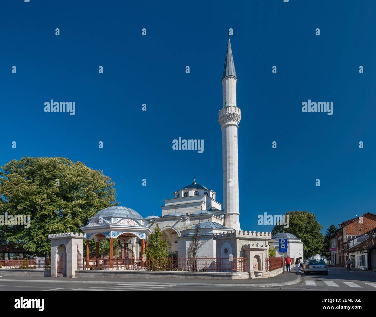 Ferhat Pasha Mosque, 1579, demolished in 1993, rebuilt in 2016, Ottoman style, in Banja Luka, Republika Srpska, Bosnia and Herzegovina Stock Photo