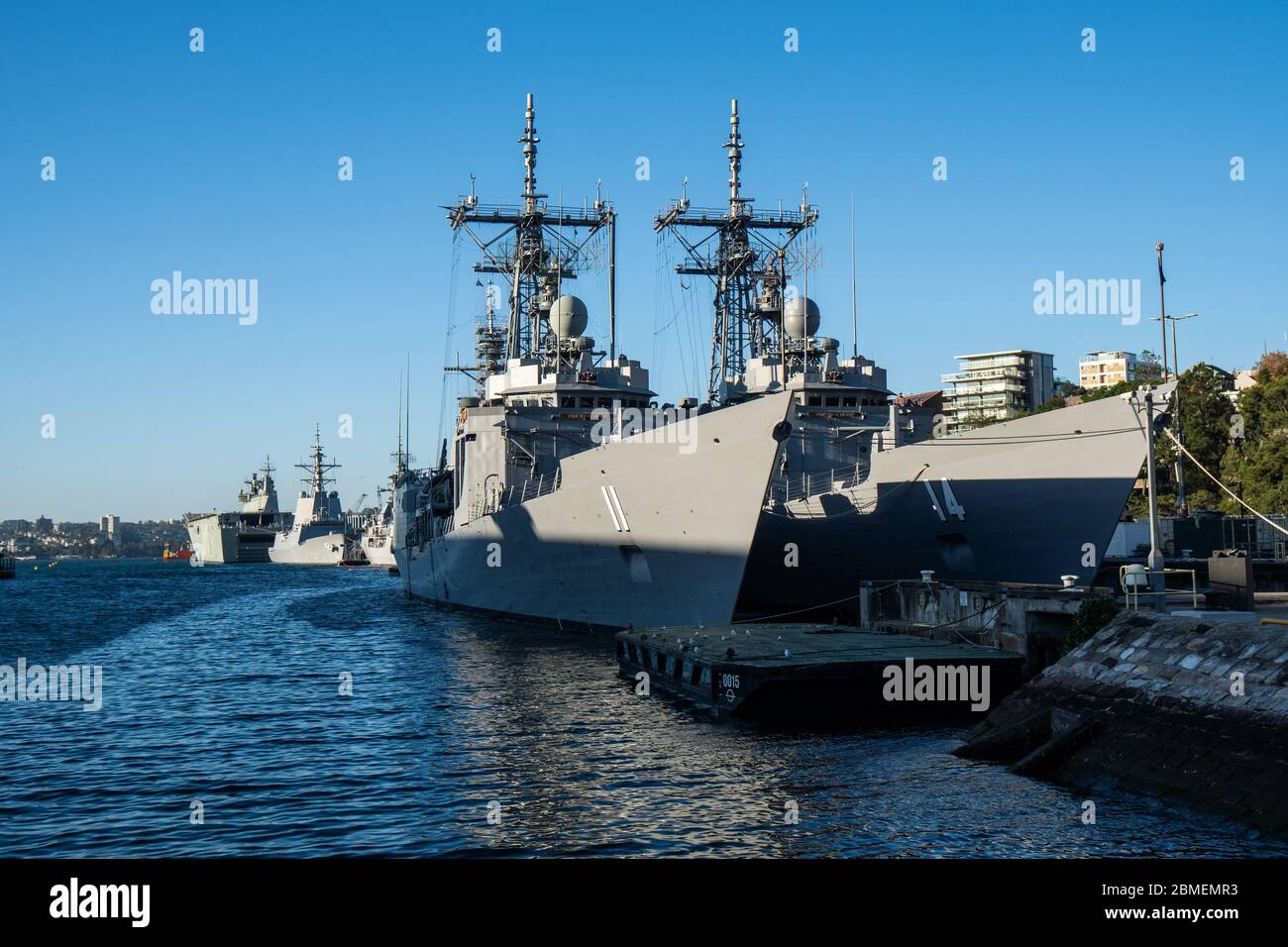 The two Australian Warships sold to the Chilean Navy.  HMAS Newcastle and HMAS Melbourne, Adelaide-class frigates will be renamed Stock Photo