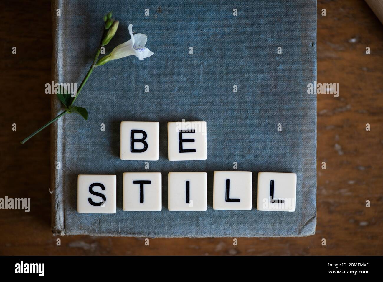 Be still in block letters Stock Photo