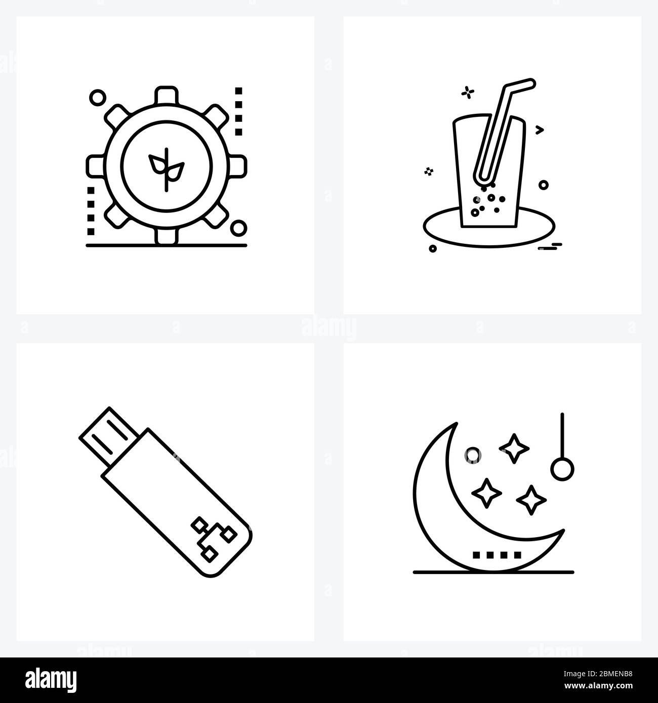 Set of 4 UI Icons and symbols for leaves, storage, lab, drink, drive Vector Illustration Stock Vector