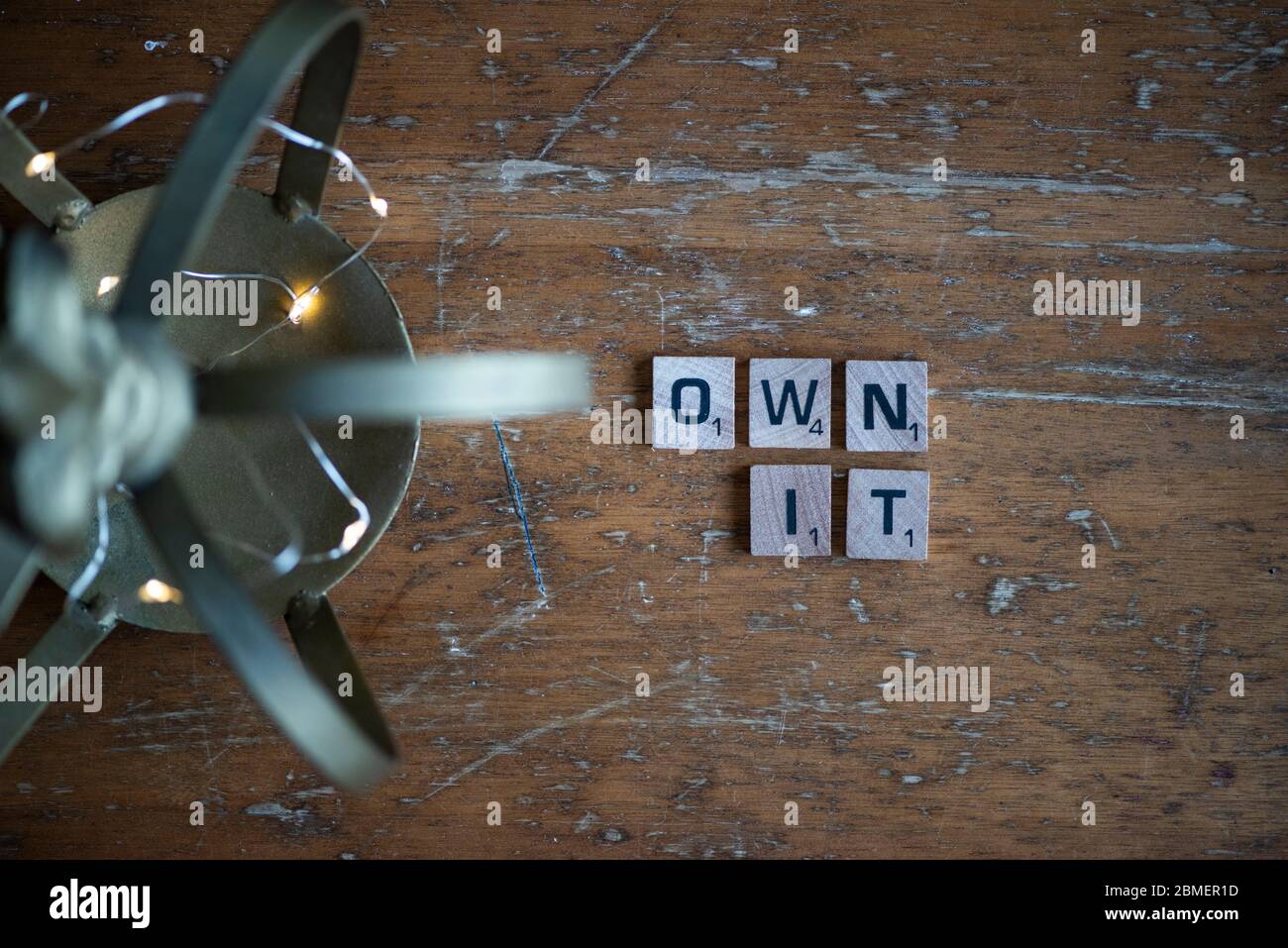 Own it in block letters Stock Photo