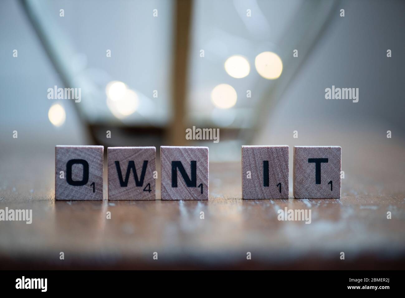 Own it in block letters Stock Photo