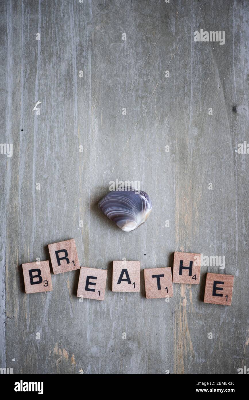 Breathe in block letters Stock Photo