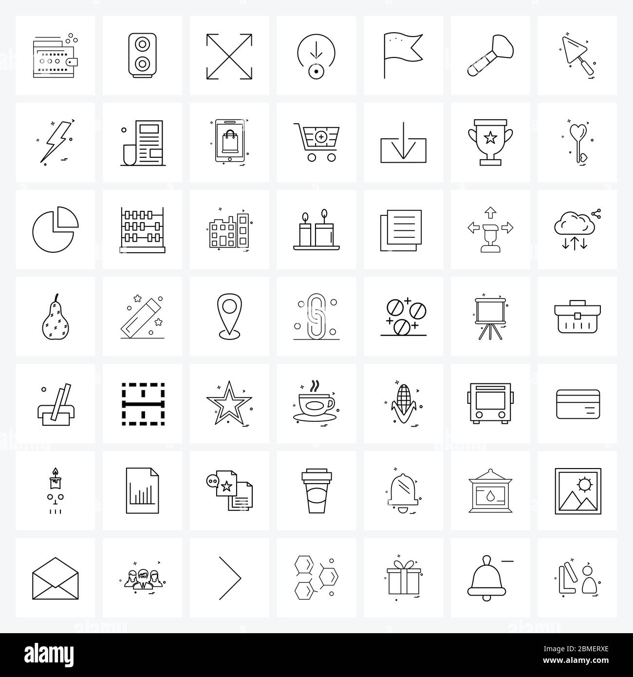 Stock Vector Icon Set of 49 Line Symbols for flag, down, expand, target