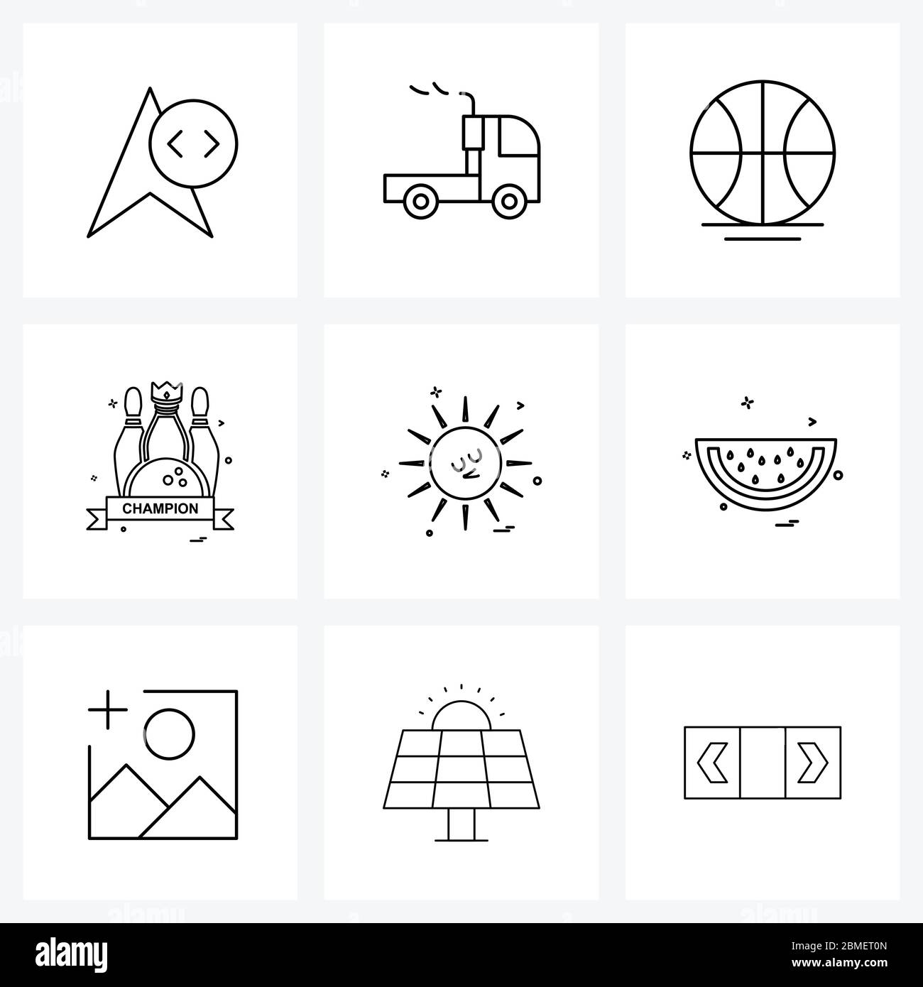 UI Set of 9 Basic Line Icons of, sports, international, game, sport Vector Illustration Stock Vector