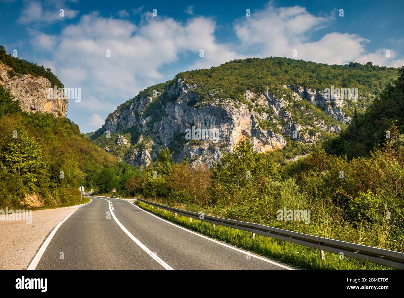 Highway in Rama River Canyon, Vranica massif, Dinaric Alps, Herzegovina-Neretva Canton, Bosnia and Herzegovina, Southeastern Europe Stock Photo