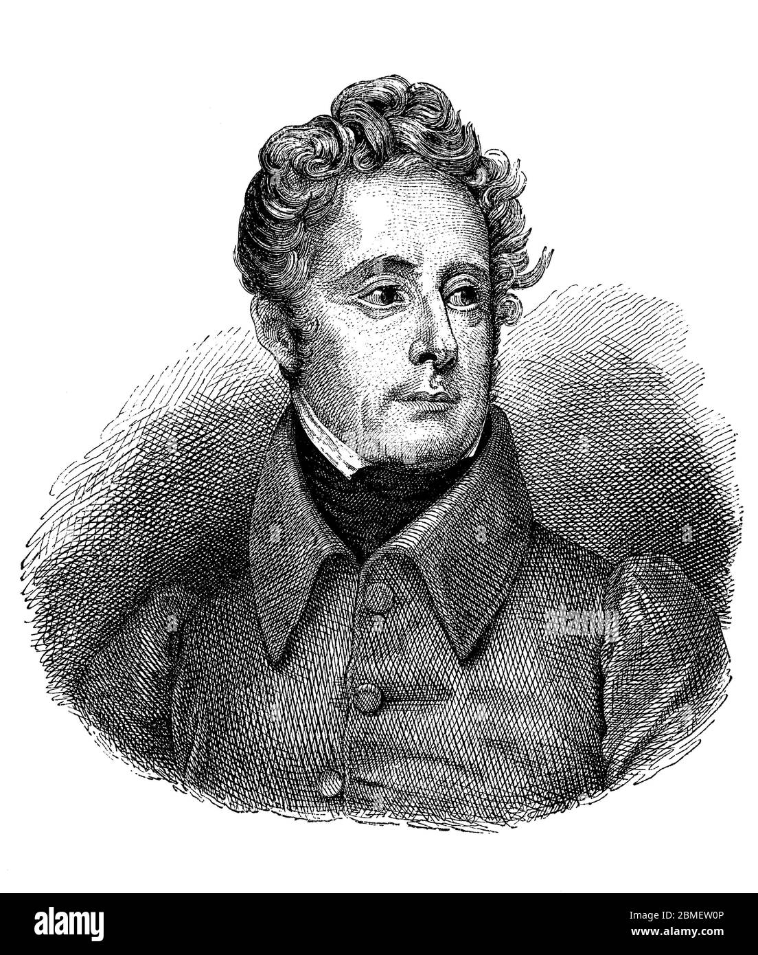 Alphonse Marie Louise Prat de Lamartine (1790-1869), noble, escritor, poeta y político francés. Grabado de 1913. Stock Photo