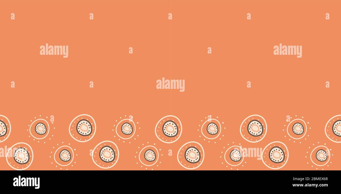 Sparkly Border Horizontal circles on an orange background seamless repeat vector pattern surface design Stock Vector