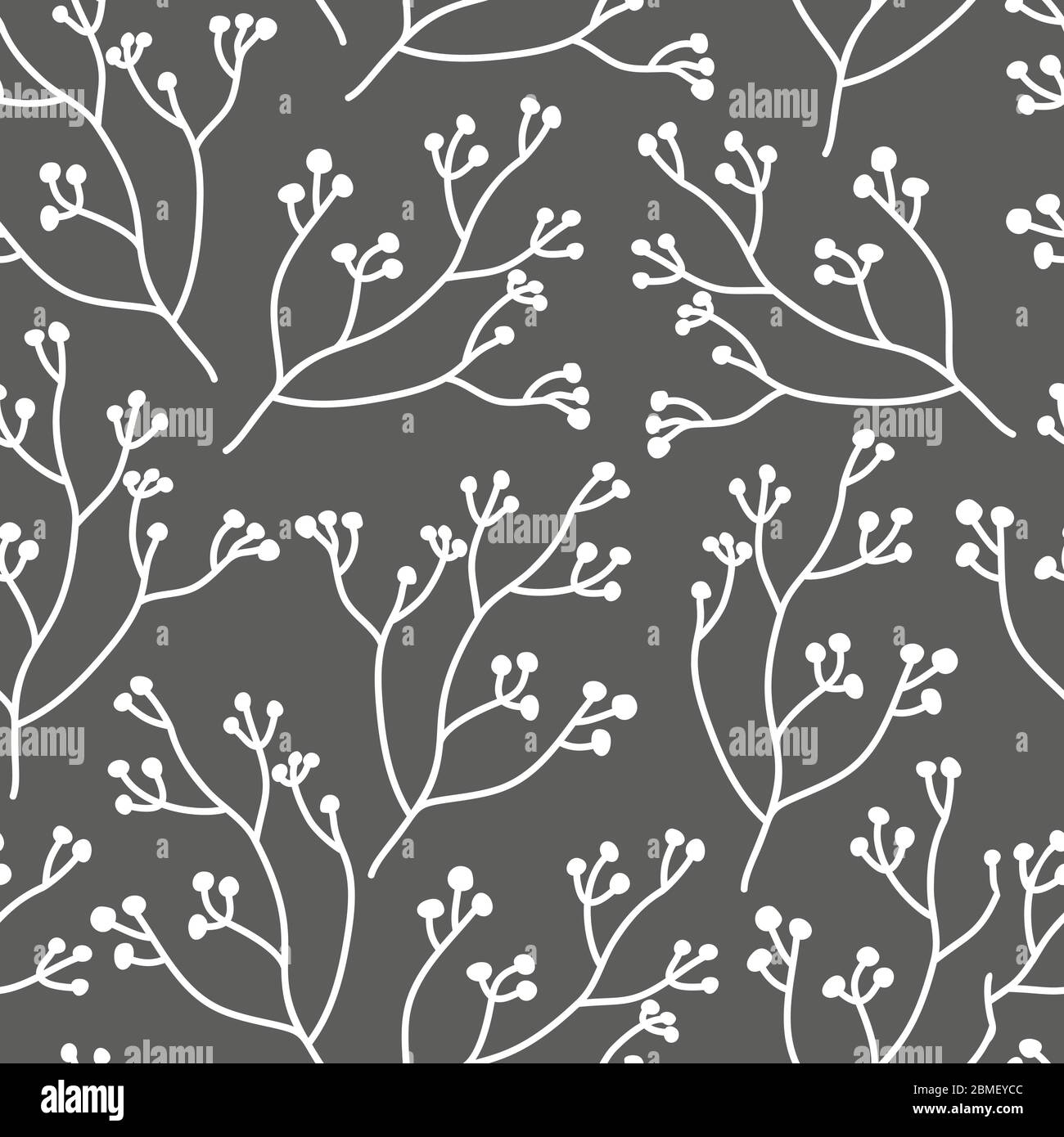 Abstract branch with berry seamless pattern. Limitless dark background ...