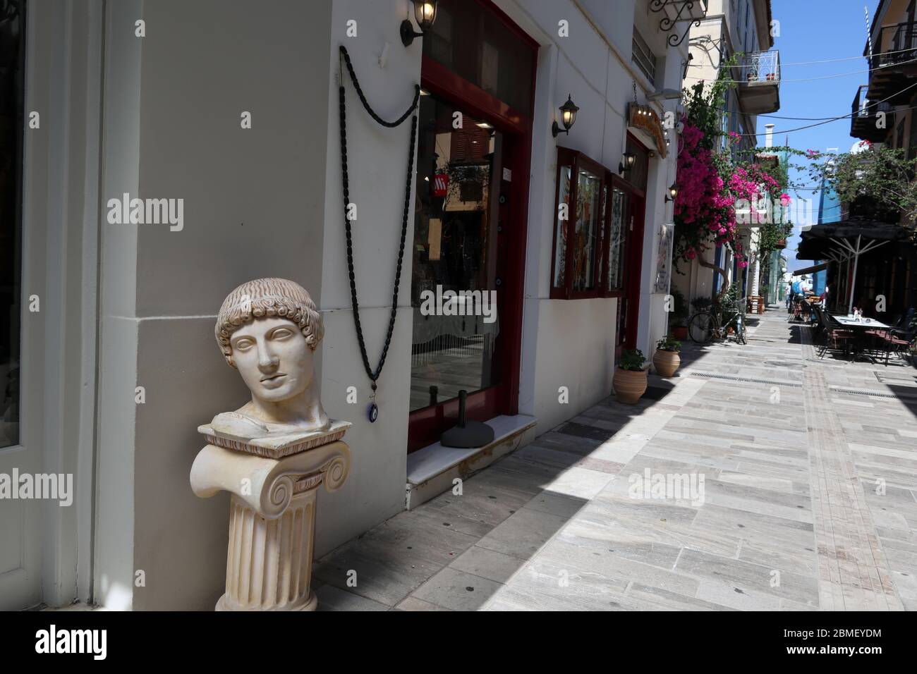 Shopping street in Nafplion, Greece Stock Photo