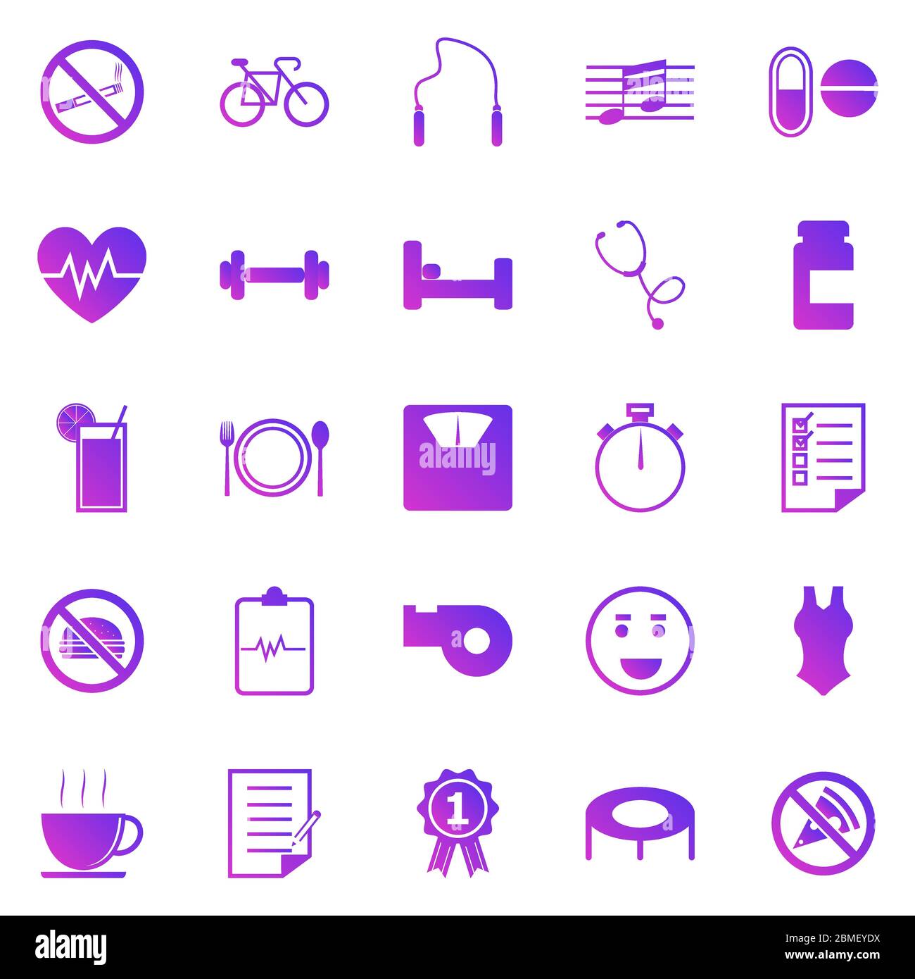 Wellness gradient icons on white background, stock vector Stock Vector