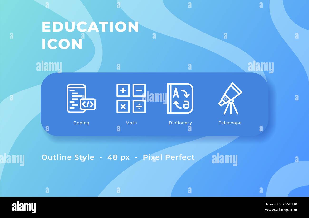 Education icon set with out line style modern vector illustration Stock ...
