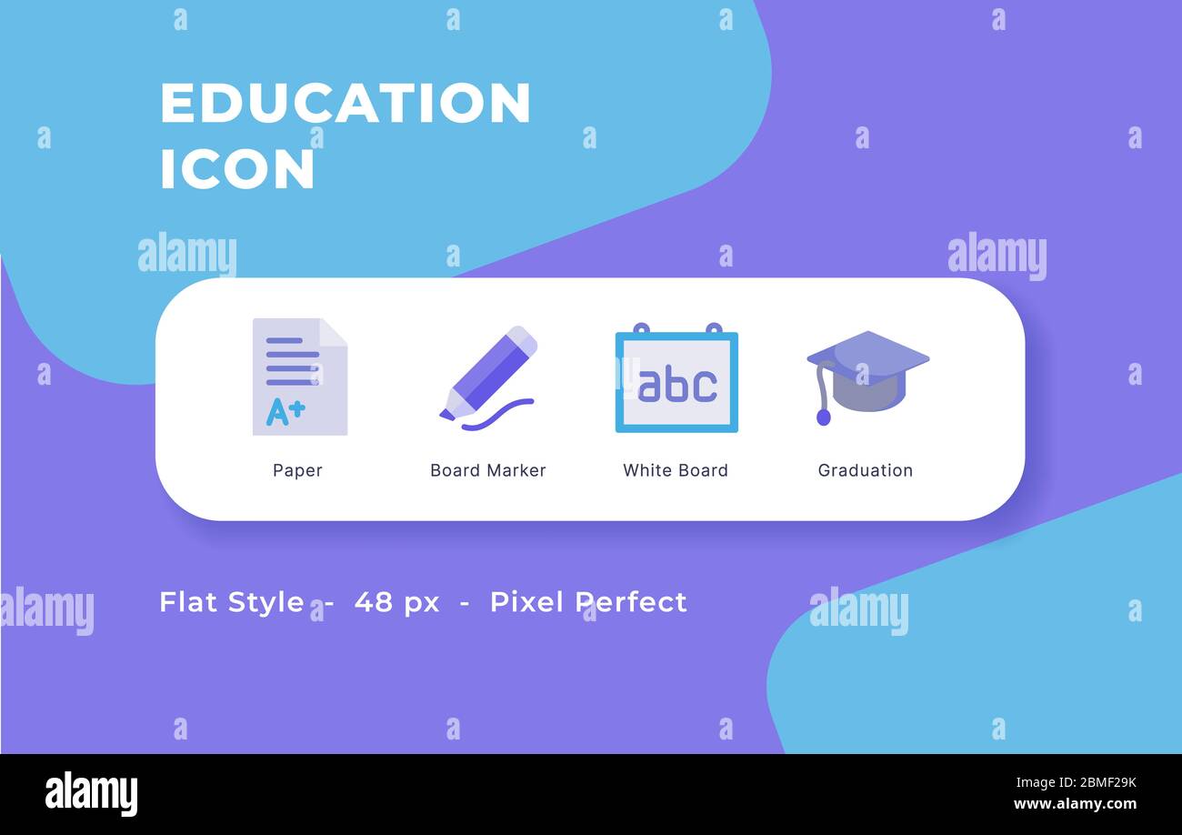 Education icon set with modern flat style vector illustration Stock ...