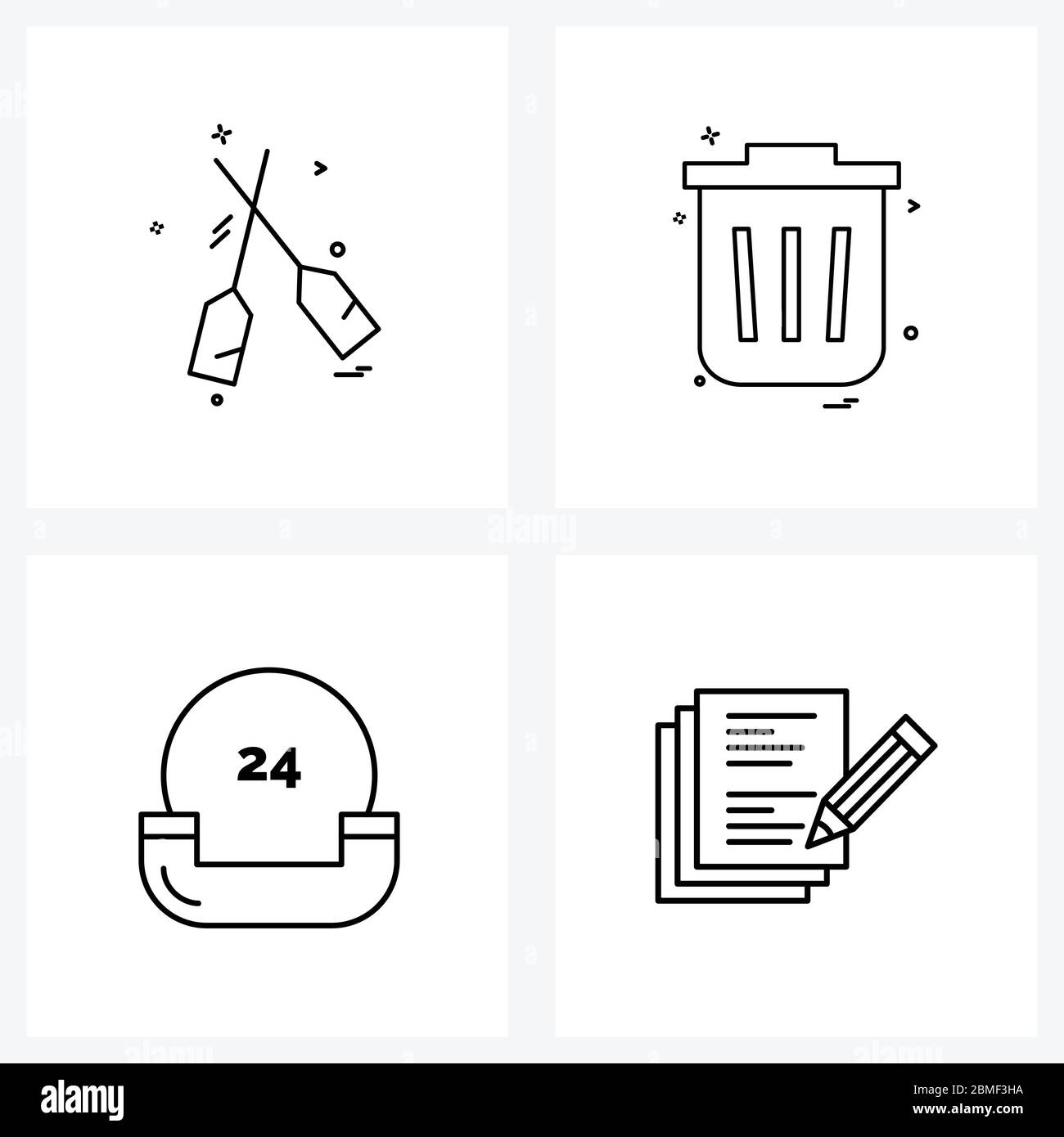 Universal Symbols of 4 Modern Line Icons of aquatic, dustbin, pool