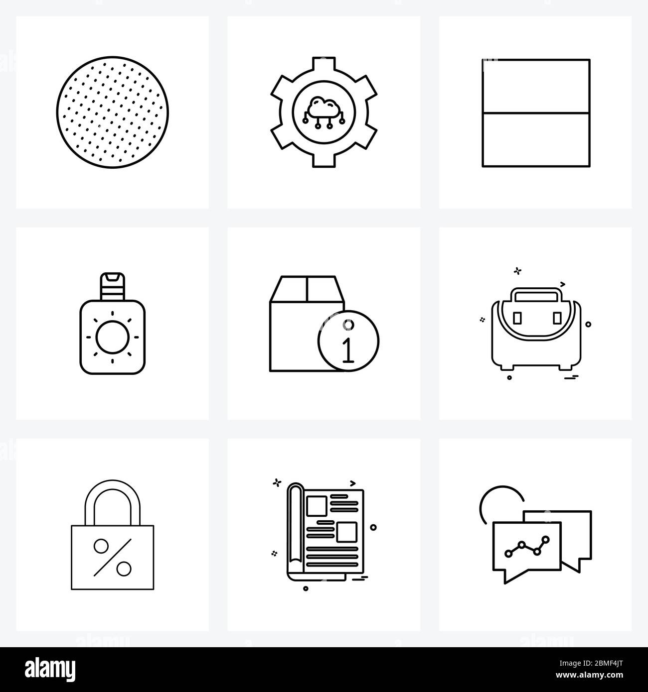 Simple Set of 9 Line Icons such as information, box, horizontal, sun, cream Vector Illustration Stock Vector