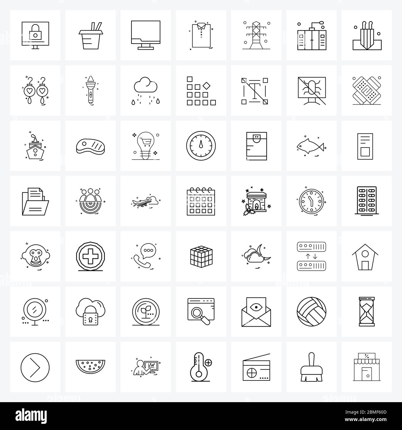 Set of 49 Simple Line Icons of tower, screen, formal, fashion Vector Illustration Stock Vector