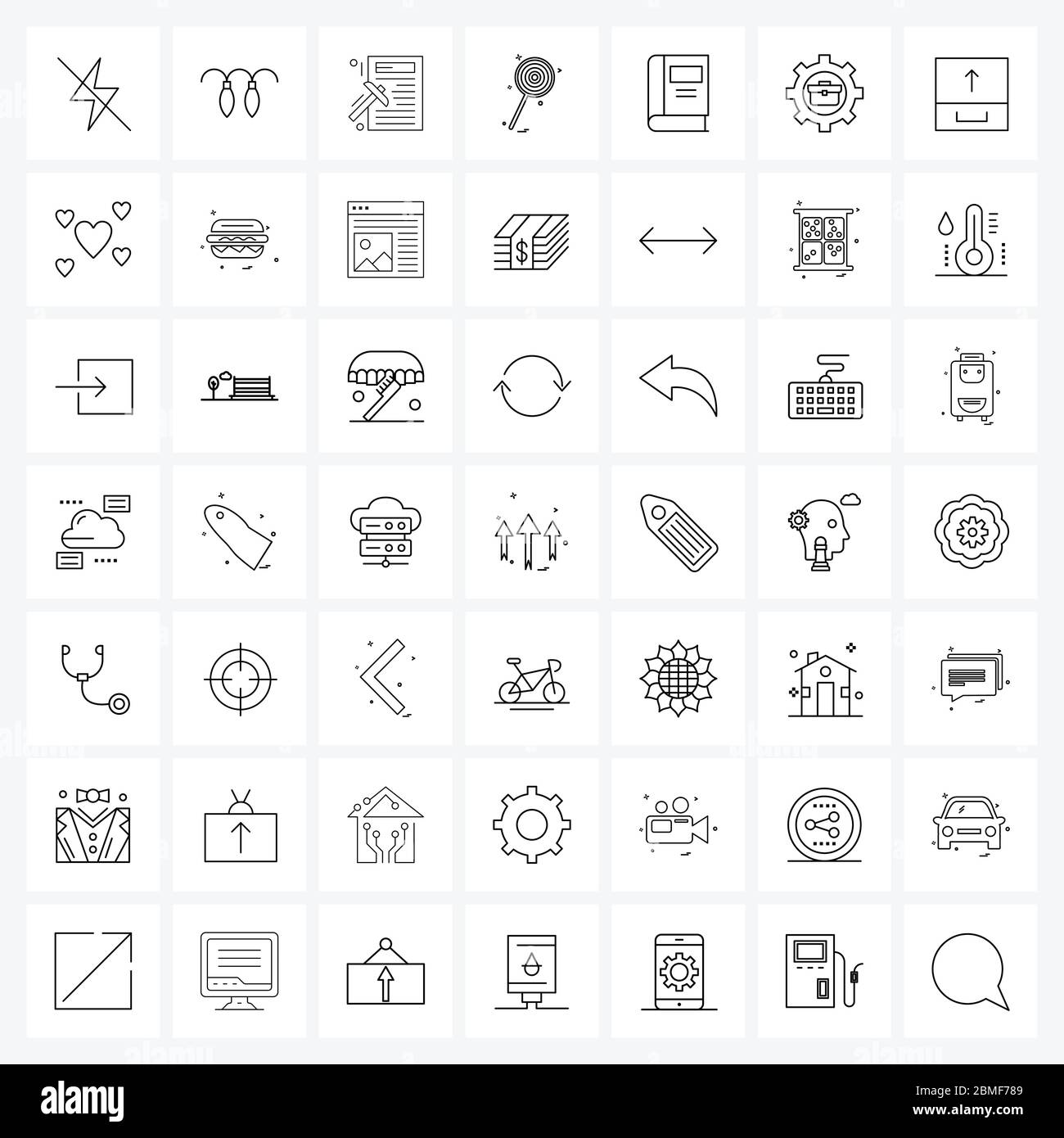 Set of 49 Universal Line Icons of education, book, data, candy ...