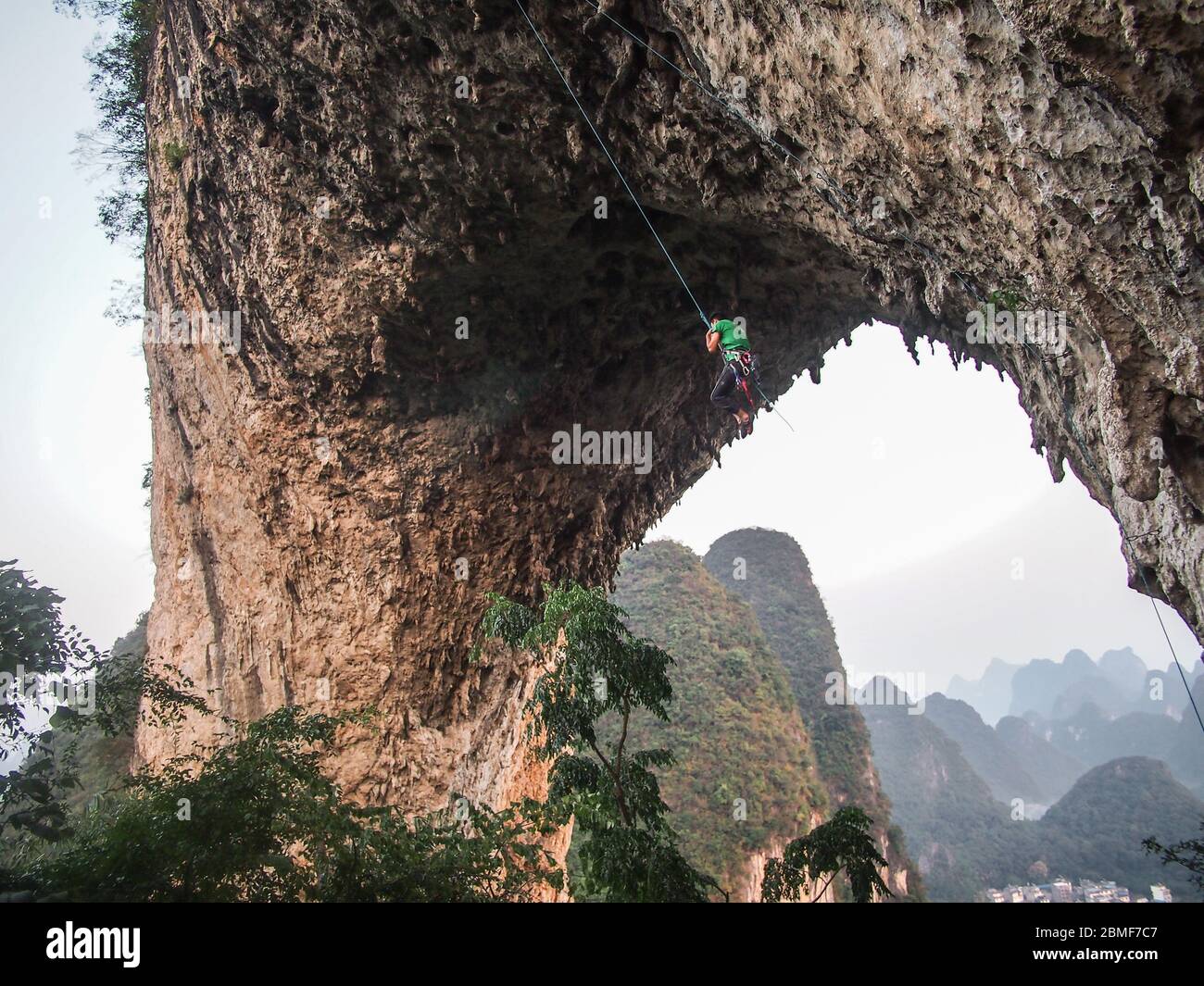 rock climbing in Moon Hill, GuangXi, China Stock Photo