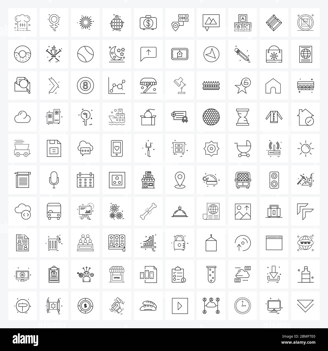 Modern Style Set of 100 line Pictograph Grid based money, Christmas, weather, Christmas ball, barbule Vector Illustration Stock Vector