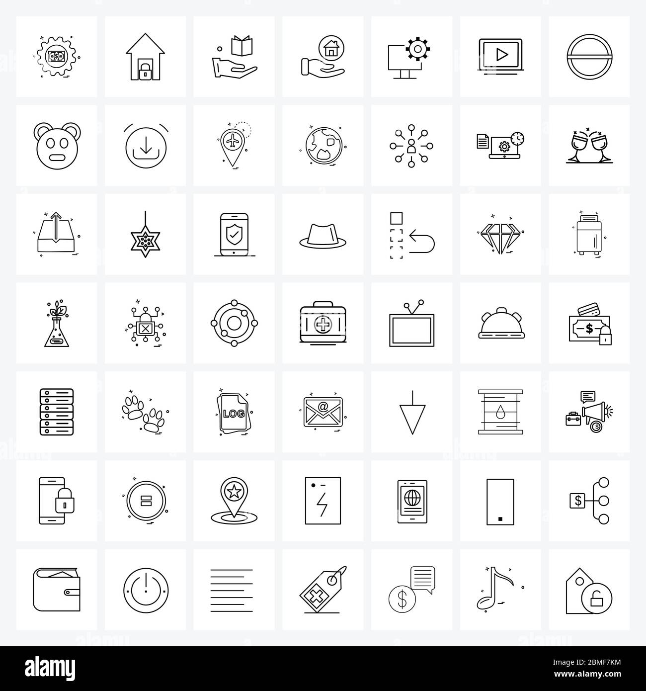 Pack of 49 Universal Line Icons for Web Applications setting, desktop, charity, computer, home security Vector Illustration Stock Vector