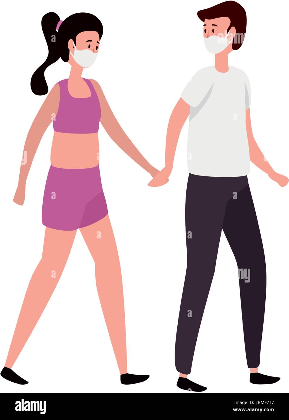 young couple using face mask isolated icon Stock Vector Image & Art - Alamy