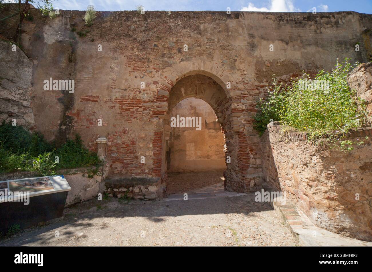 Capital Gate at Badajoz Alcazaba, Extremadura, Spain. Secondary door from interior of citadel Stock Photo