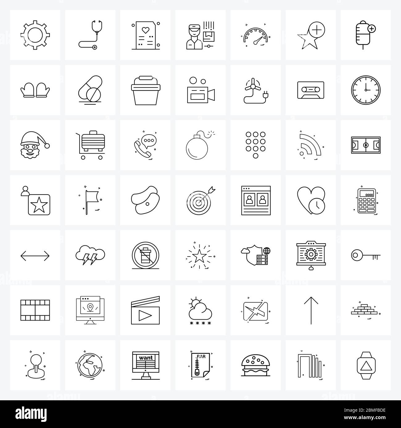 Set of 49 Modern Line Icons of meter, logistics, audio, box, delivery Vector Illustration Stock Vector