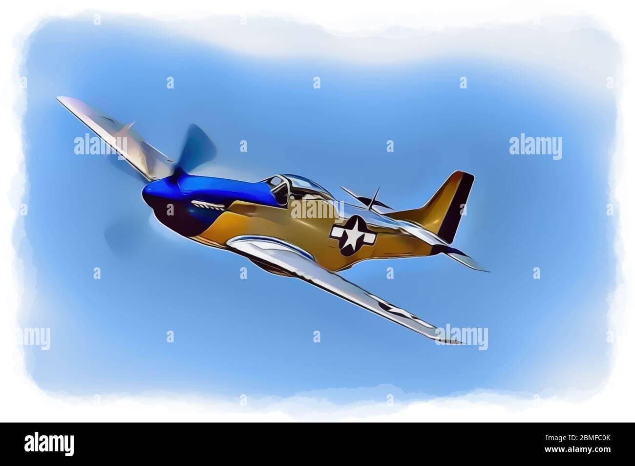 Mustang P-51 Fighter Aircraft Illustration Stock Photo