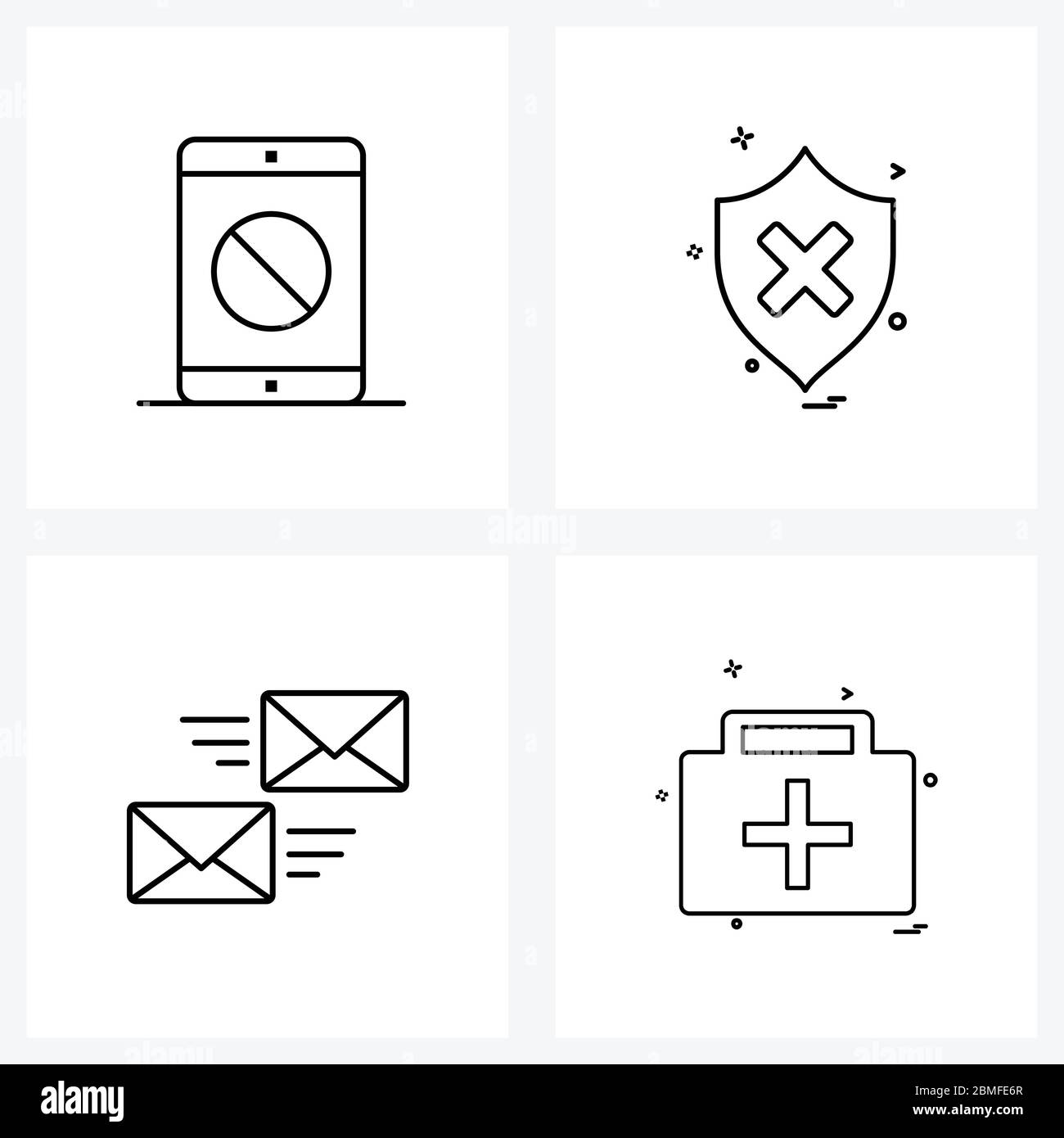 4 Universal Icons Pixel Perfect Symbols of blocked, message, phone, locked, sms Vector Illustration Stock Vector