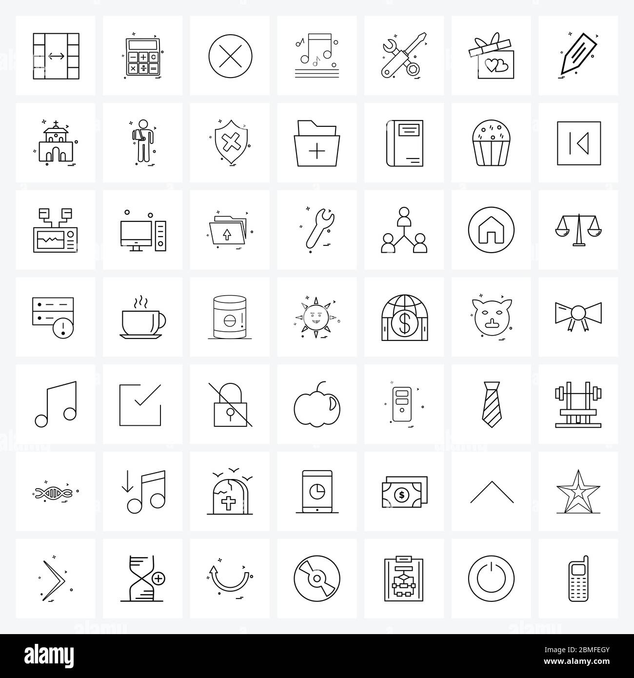 Isolated Symbols Set of 49 Simple Line Icons of labour, tools ...