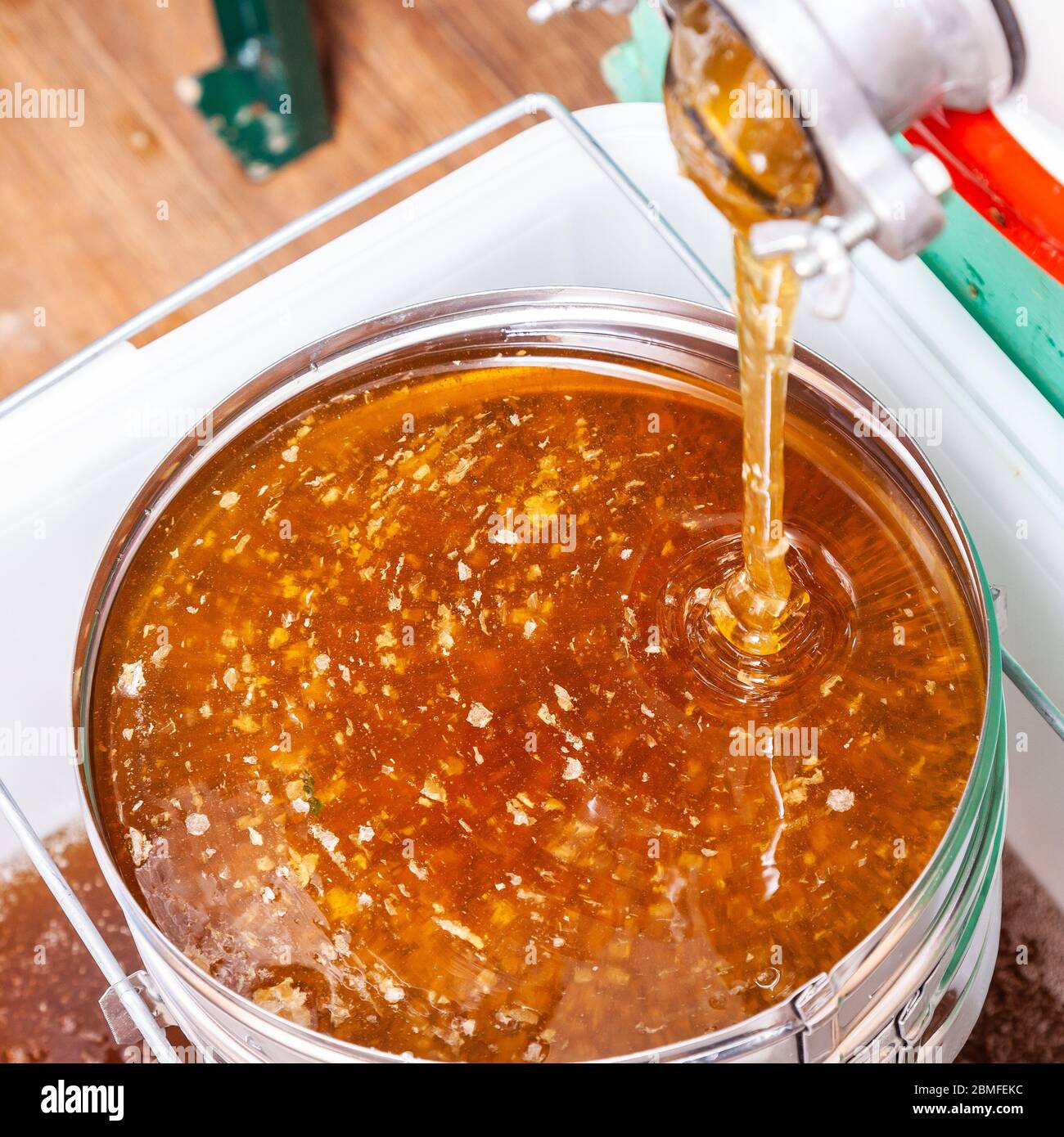 The process of extracting honey from bee Stock Photo Alamy