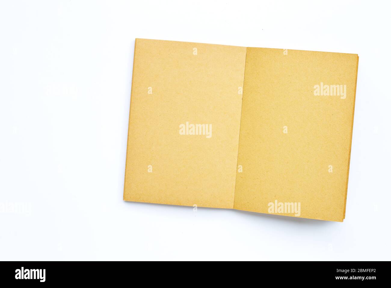 Opened empty book isolated on white background. Copy space Stock Photo