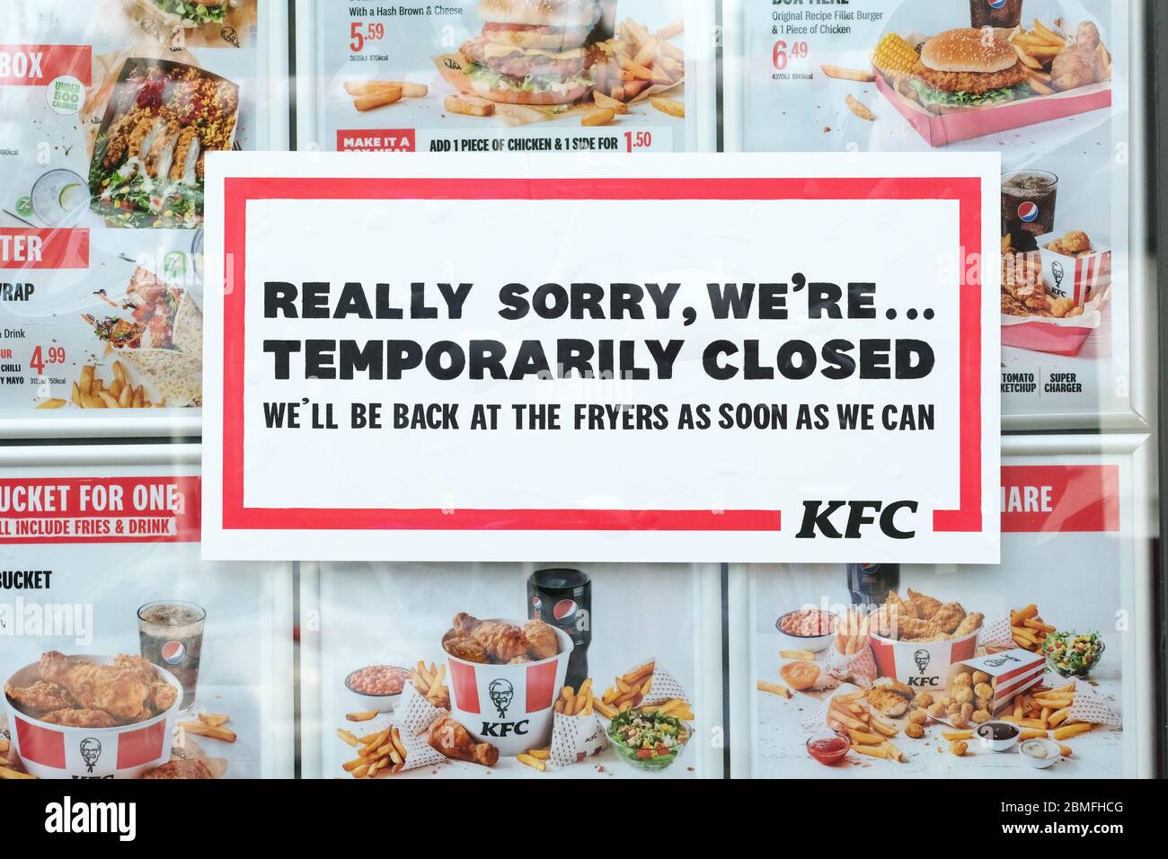Coronavirus lockdown Britain - KFC fast food restaurant closed Hereford May 2020 UK Stock Photo