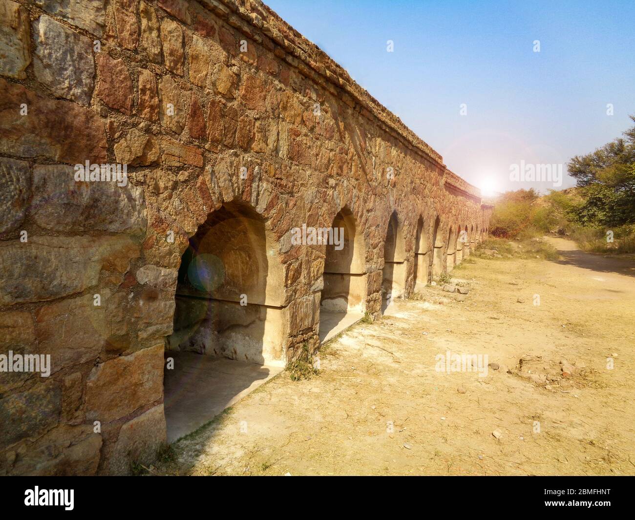 Tughlaqabad Fort vintage Mughal Architecture monument in delhi Stock Photo