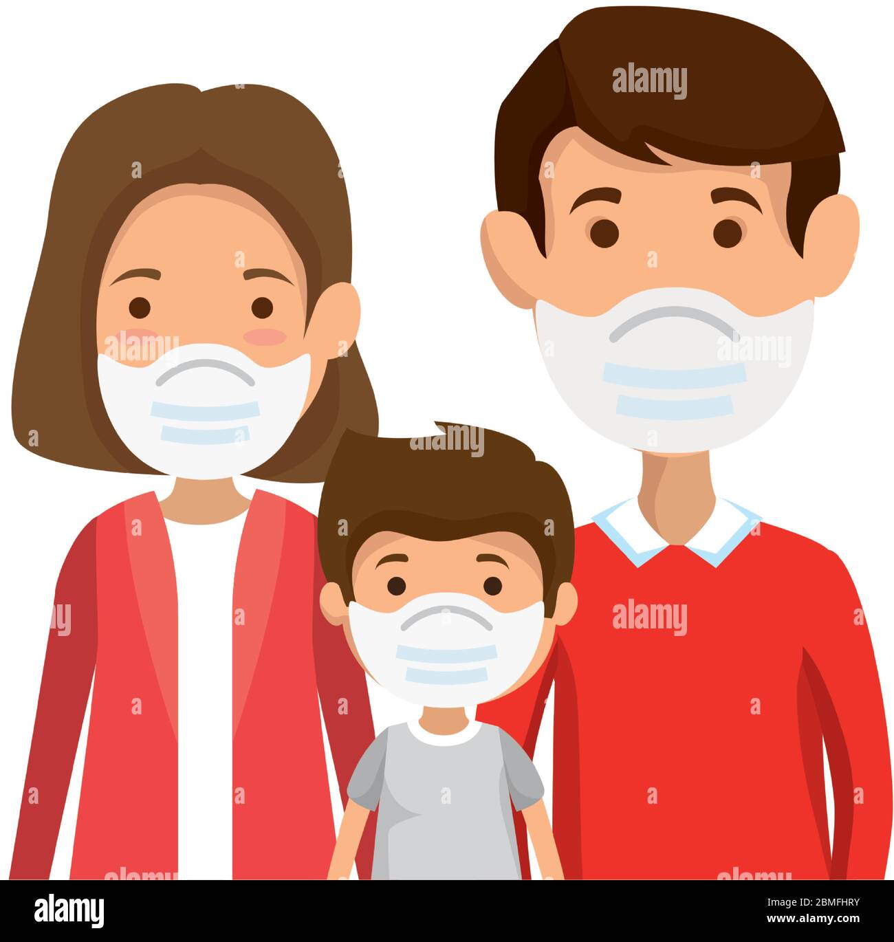 parents with son using face mask Stock Vector Image & Art - Alamy
