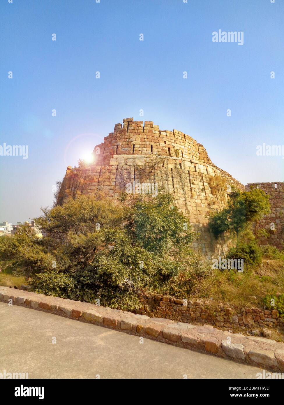Tughlaqabad Fort vintage Mughal Architecture monument in delhi Stock Photo