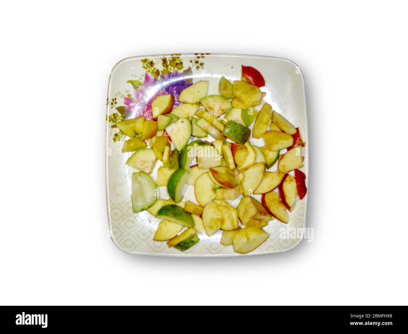 Fruit salad served in white plate healthy dish Stock Photo