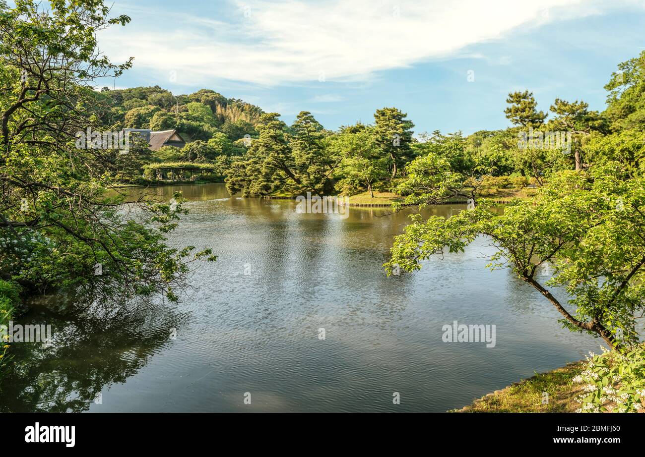 Main Pond at Sankeien Garden Open Air Museum, Yokohama, Kanagawa, Japan Stock Photo
