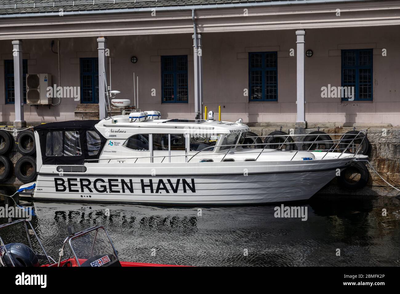 Small local service vessel Nordnes, owned by Port Authority of Bergen, Norway. Stock Photo